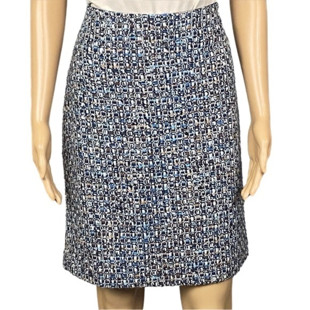 TALBOTS PETITES Tweed A-line Skirt in Blues, Browns and Cream Size 8P EUC